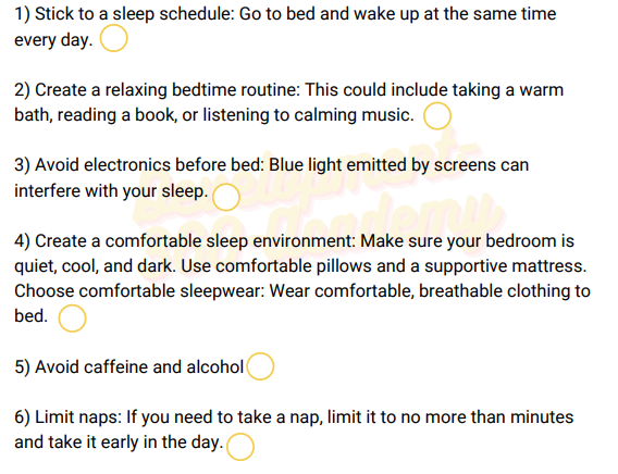 This sleep hygiene checklist is made to ensure a person gets a sound sleep at night & has a consistent sleep pattern throughout the week.