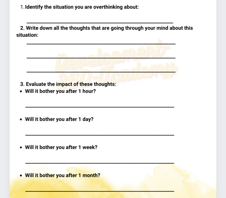 Overthinking buster worksheet